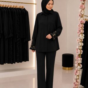 شومیز مشکی جواهردوزی طاووس نورا